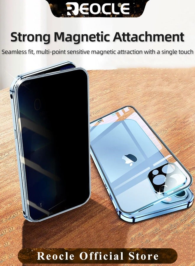 ريوكل حافظة لهاتف آيفون 14 13 برو ماكس حافظة زجاجية بإبزيم مزدوج الجانب مع واقي عدسة الكاميرا لكامل الجسم واقي معدني ممتص للصدمات وغطاء مضاد للزقزقة - Image 4