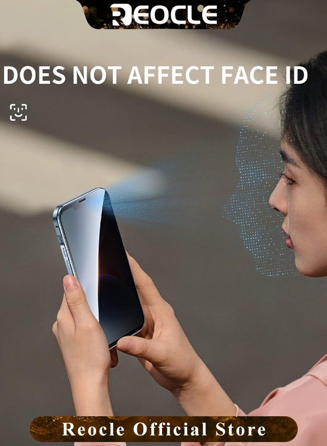 ريوكل حافظة لهاتف آيفون 14 13 برو ماكس حافظة زجاجية بإبزيم مزدوج الجانب مع واقي عدسة الكاميرا لكامل الجسم واقي معدني ممتص للصدمات وغطاء مضاد للزقزقة - Image 5