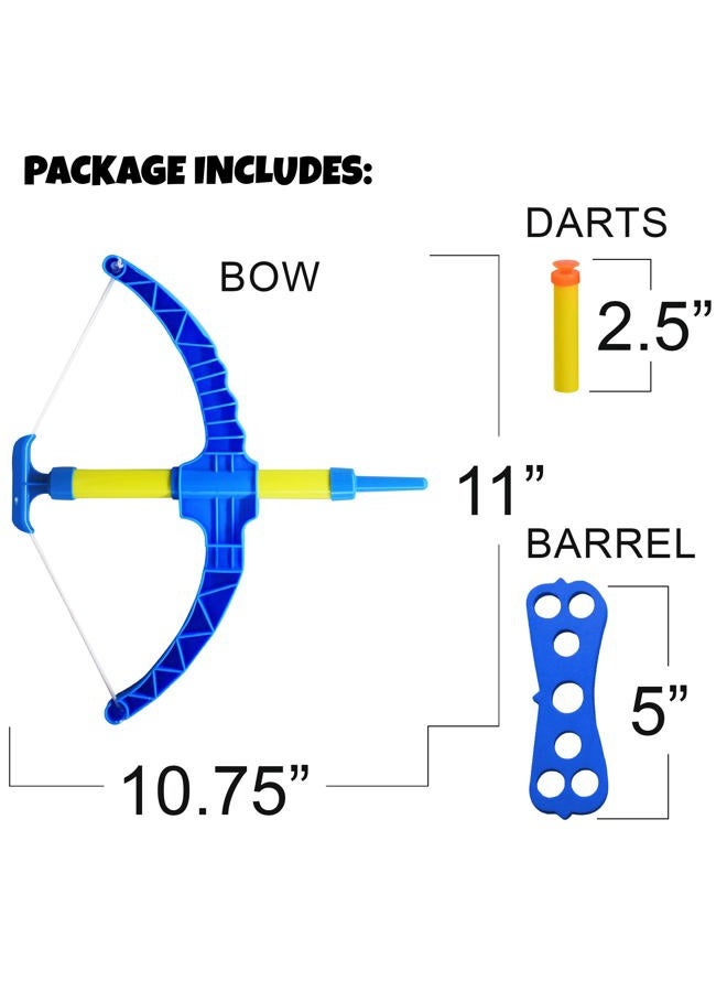 ArtCreativity Super Bow & Arrow Shooter Set | Comes in Blister Card Packaging | Includes Air-Powered Bow, Barrel, Six Soft Darts, Instructions & Cut-Out Dartboard | Sports Toy (Blue) - Image 2