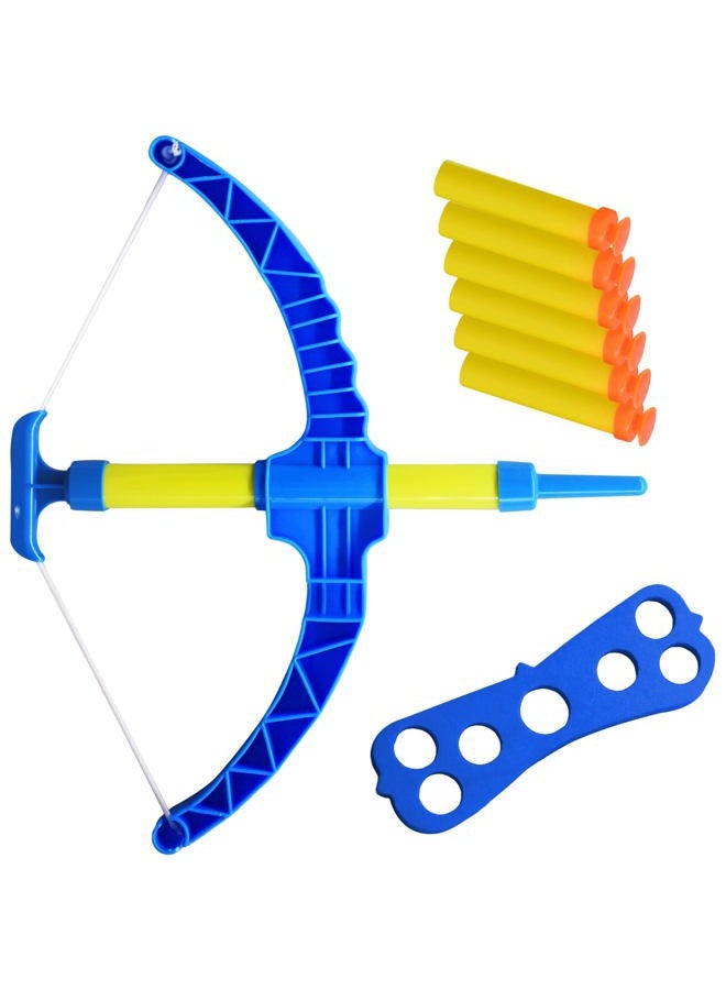 ArtCreativity Super Bow & Arrow Shooter Set | Comes in Blister Card Packaging | Includes Air-Powered Bow, Barrel, Six Soft Darts, Instructions & Cut-Out Dartboard | Sports Toy (Blue) - Image 1