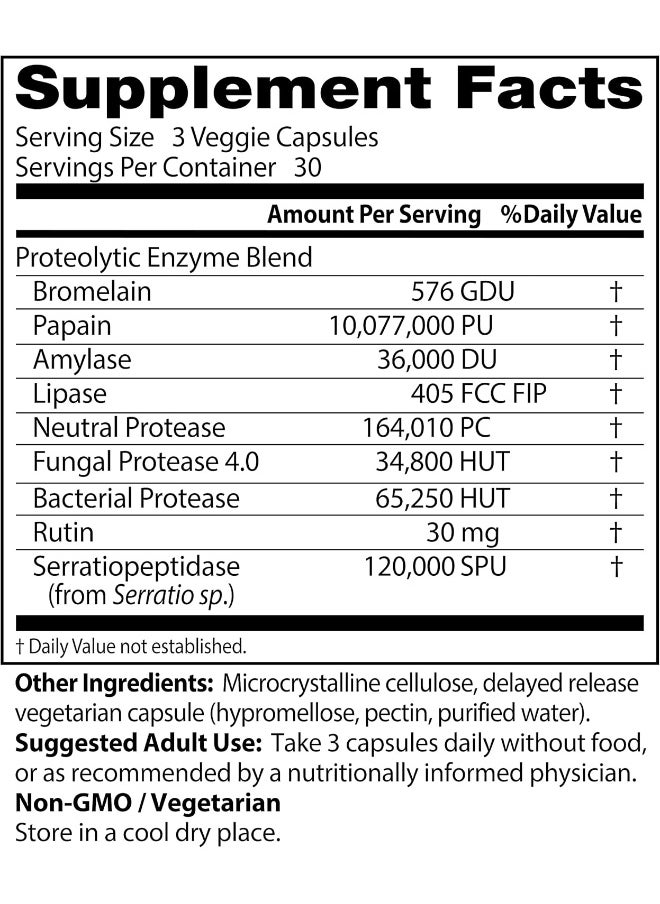 Doctor's BEST - Doctor's Best Proteolytic Enzymes, Digestion, Muscle, Joint, Non-GMO, Gluten Free, Vegetarian, 90 Veggie Caps - Image 1