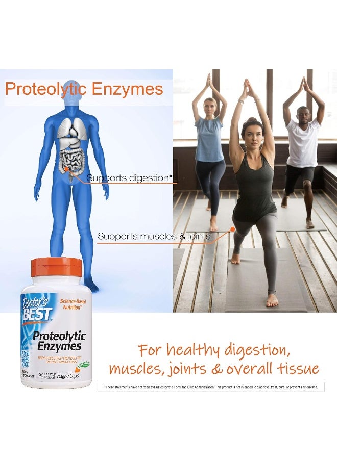 Doctor's BEST - Doctor's Best Proteolytic Enzymes, Digestion, Muscle, Joint, Non-GMO, Gluten Free, Vegetarian, 90 Veggie Caps - Image 1