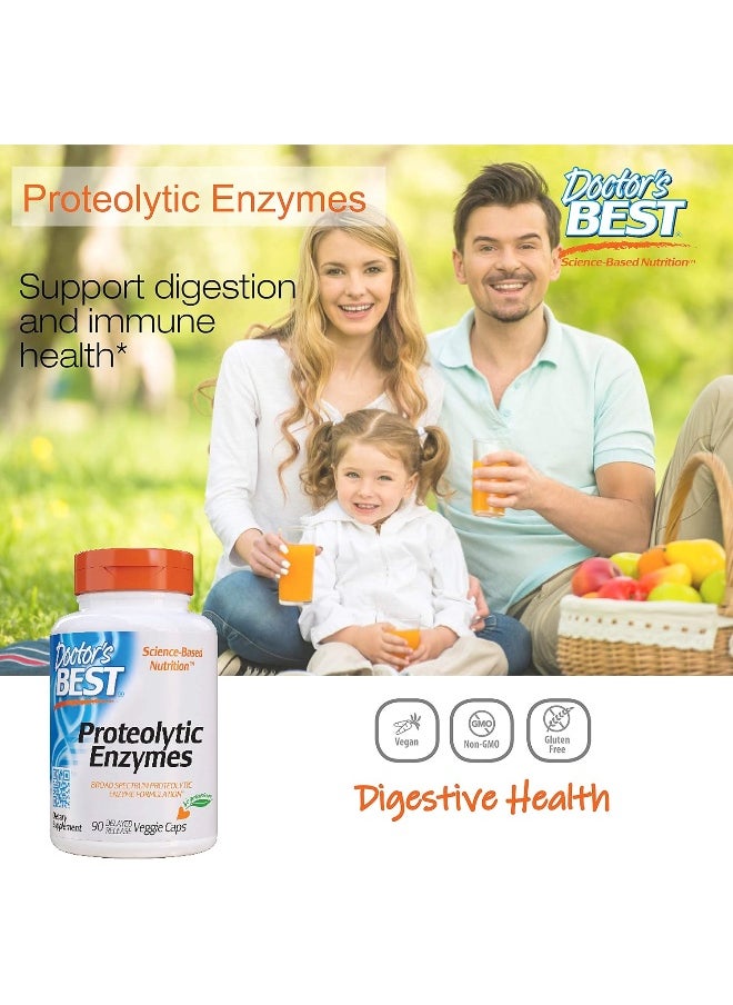 Doctor's BEST - Doctor's Best Proteolytic Enzymes, Digestion, Muscle, Joint, Non-GMO, Gluten Free, Vegetarian, 90 Veggie Caps - Image 1