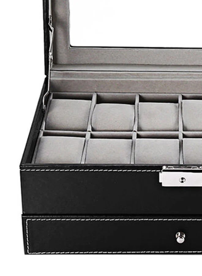 Unisex 12-Compartment PU Leather Watch Organizer Box - Image 5