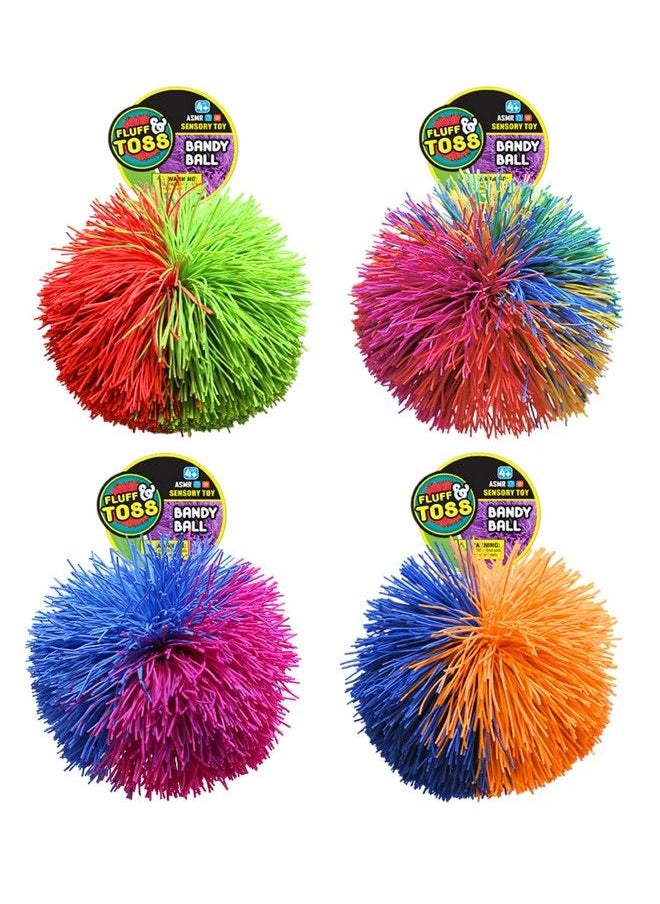 Ja-Ru - Bandy Ball Rubber String Spike Ball (4 Balls Random Selected Color) 3" Fidget Stress Ball Toy Elastic Fidget Toy Balls Pull Stretch Soft Squishy Sensory Toy Therapy For Kids 10704S - Image 1