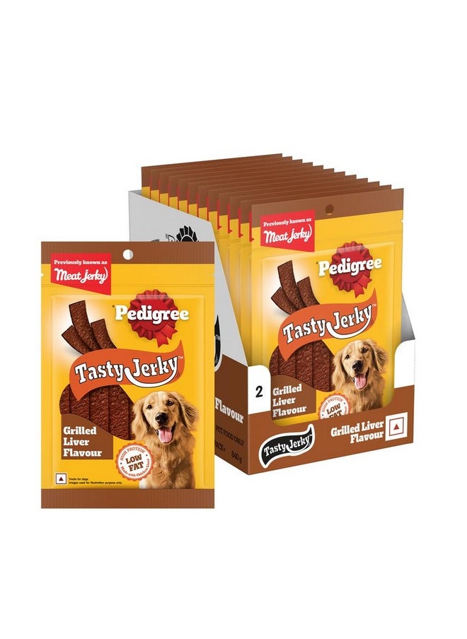 Pedigree Pedigree Tasty Jerky Dog Treat For Adult, Grilled Liver Flavour, 70 G X 12, Jerky-style Treats For Bonding, Low-fat And High-protein* Dog Treats  - Image 1