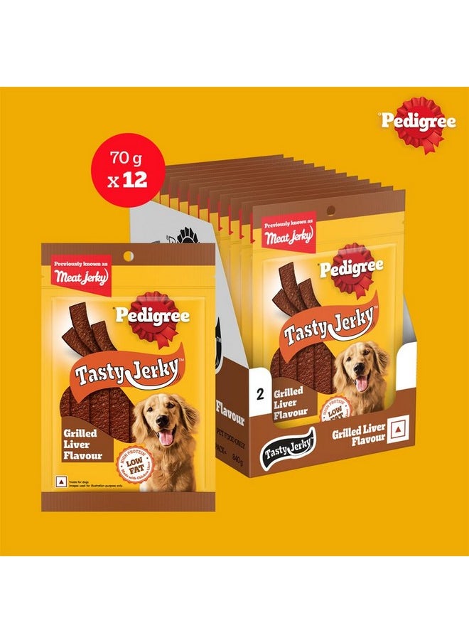 Pedigree Pedigree Tasty Jerky Dog Treat For Adult, Grilled Liver Flavour, 70 G X 12, Jerky-style Treats For Bonding, Low-fat And High-protein* Dog Treats  - Image 2