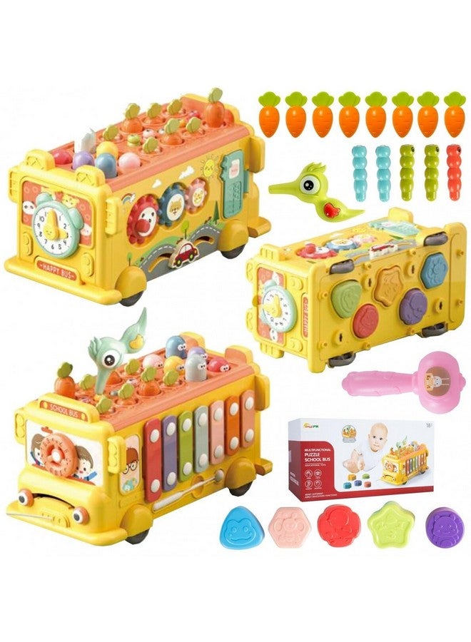 Magicwand ® Intelectual Montessori Musical Carrot Harvest,Fishing Shape Sorter Educational School Bus【With 9 Functions】 For Toddlers【Pack Of 1 Bus】【Multi-Colored】 - Image 1