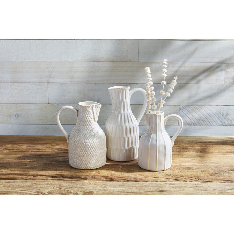 مد باي Mud Pie Cream Stoneware Bud Vase Large 9 "" X 4.25 "" - Image 2