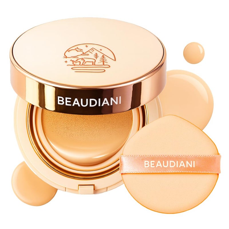 BEAUDIANI Natural Coverage â€“ Mesh Tight Up Cushion â€“ Korean Cushion Foundation, Semi-Matte Radiance, Long-lasting, Travel-Friendly Design (02 Light/Medium Beige) - Image 1