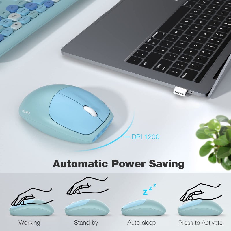 MOFII Wireless Keyboard and Mouse Combo Silent, Slim Compact 2.4G USB Full Size, Cute 110 Keys Keyboard for PC, Notebook, MacBook, Tablet, Laptop, Windows System - Image 4
