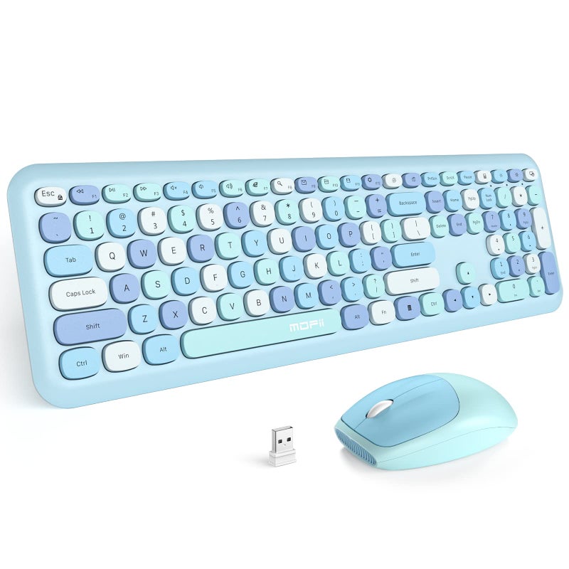 MOFII Wireless Keyboard and Mouse Combo Silent, Slim Compact 2.4G USB Full Size, Cute 110 Keys Keyboard for PC, Notebook, MacBook, Tablet, Laptop, Windows System - Image 1
