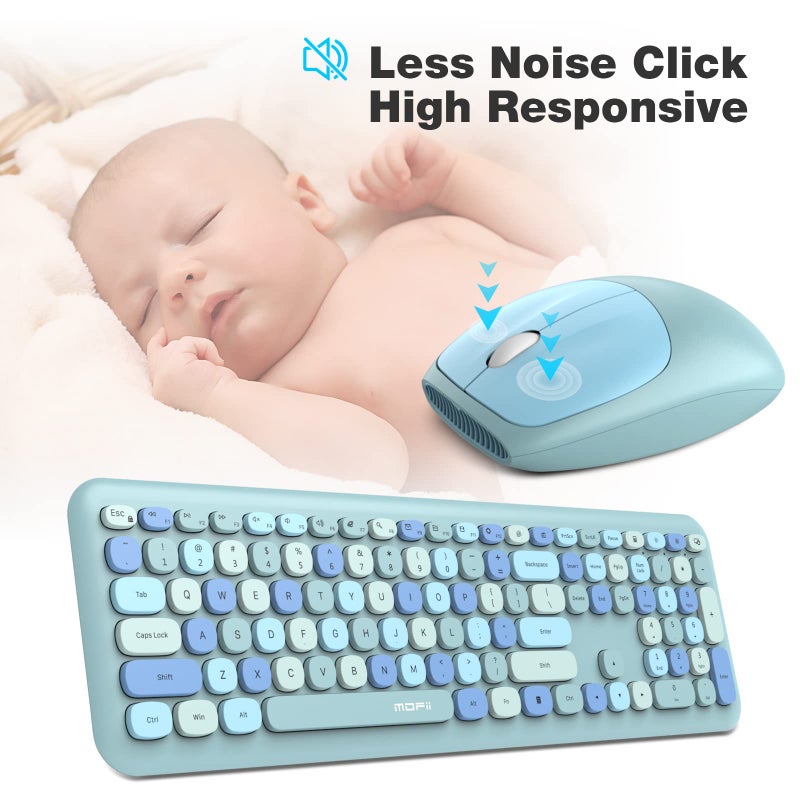 MOFII Wireless Keyboard and Mouse Combo Silent, Slim Compact 2.4G USB Full Size, Cute 110 Keys Keyboard for PC, Notebook, MacBook, Tablet, Laptop, Windows System - Image 3
