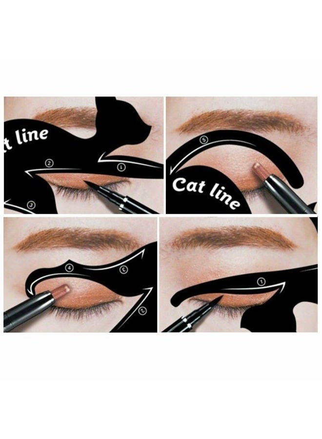 Alayna Eyeliner Stencils for Cat Eye Winged and Smokey Eyeshadow Applicators Shaper Tool Guide Sticker Eyebrow Pencil 10 Different Effects, 4 Pack - Image 3