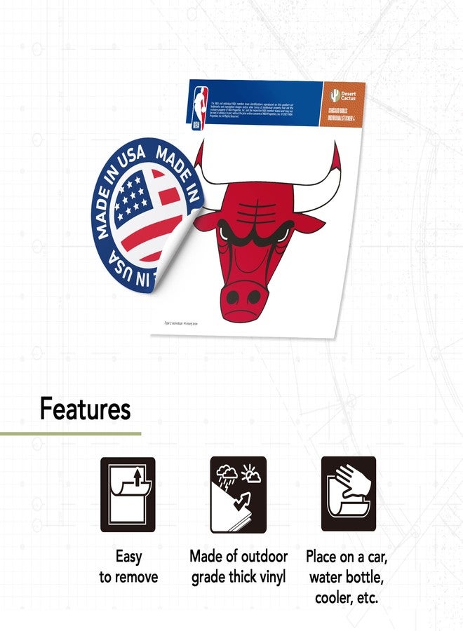 Desert Cactus Chicago Bulls NBA Officially Licensed Sticker Vinyl Decal Laptop Water Bottle Car Scrapbook (Individual 4) - Image 4