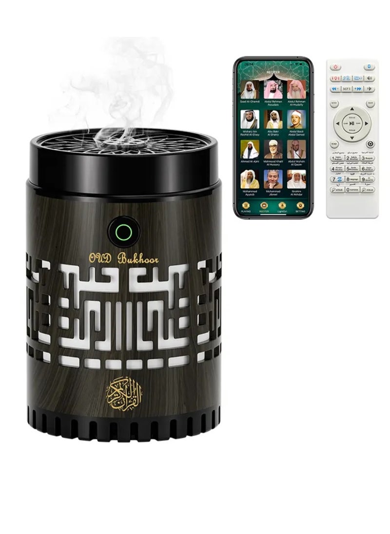 ELTRAZONE SQ-309 Quran Speaker & Mini Incense Burner Bakhoor Remote & App Control With Multicolor Changing Bluetooth Speaker Night Light With 15 Languages Quran Speaker Bukhoor Burner 8GB Space Natural Wood - Image 1