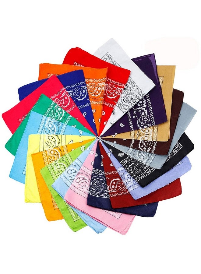 Jeatonge 20 Pcs Assorted Bandanas Paisley Cowboy Polyester Headbands 22x22 inch - Image 1