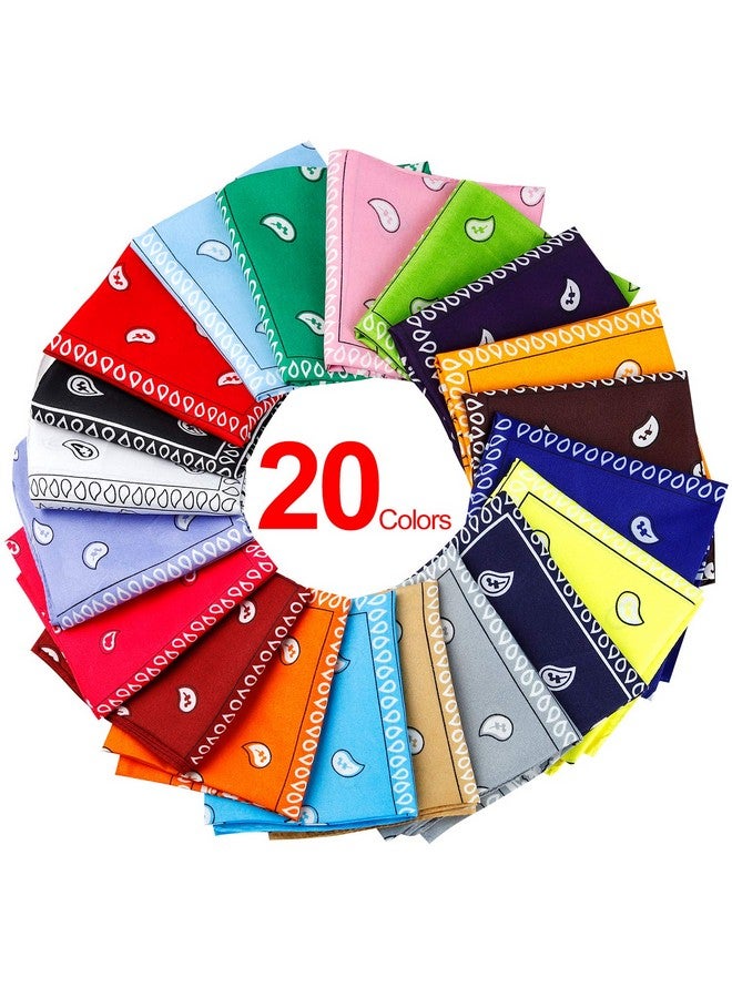 Jeatonge 20 Pcs Assorted Bandanas Paisley Cowboy Polyester Headbands 22x22 inch - Image 2