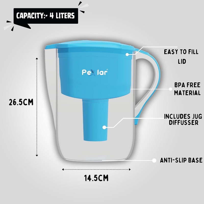 Pexlar Alkaline Water Filter Jug Alkaline Water Generator Black 4 Litres BPA Free - Image 3