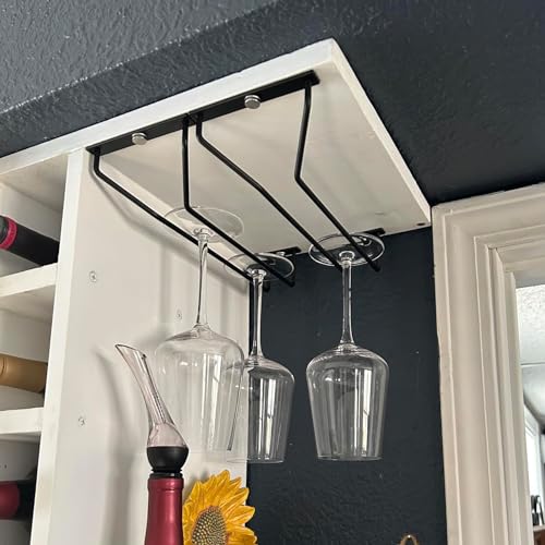 RedDreamer 10.8 Inch Black Wine Glass Rack, Under Cabinet Wine Glass Holder Stainless Steel Stemware Rack - Hanging Stemware Holder for Cabinet Kitchen Bar, Set of 4 - Image 4