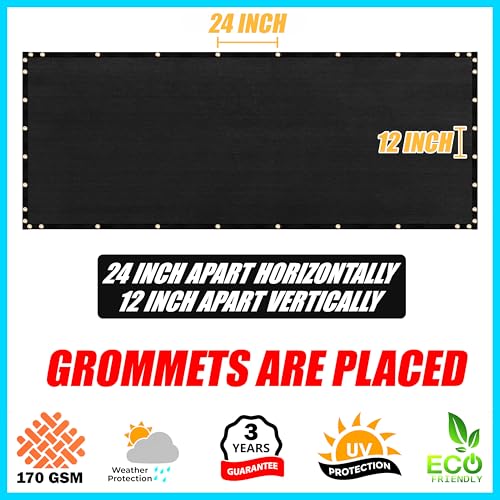 ShadeMart شيد مارت 6' × 50' شاشة خصوصية سياج سوداء قماش ظل HDPE، حجب رؤية بنسبة 90%، مع حلقات، جودة تجارية ثقيلة، روابط سلكية مضمنة (نقوم بتخصيص الحجم) - Image 4