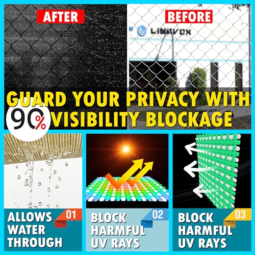ShadeMart شيد مارت 6' × 50' شاشة خصوصية سياج سوداء قماش ظل HDPE، حجب رؤية بنسبة 90%، مع حلقات، جودة تجارية ثقيلة، روابط سلكية مضمنة (نقوم بتخصيص الحجم) - Image 3