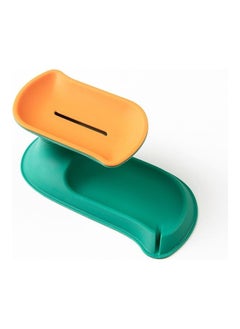 5-Piece Double-Layer Soap Box Set Green/Orange