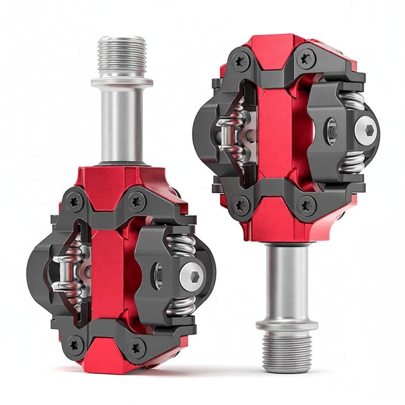 GEWAGE Aluminum Alloy Bicycle Pedal Red - SPD Pedal with Sealed Bearings - Waterproof Flat Platform Pedal with Antiskid Nail Surface for Long Ride Comfort and Pedaling Efficiency - Image 1