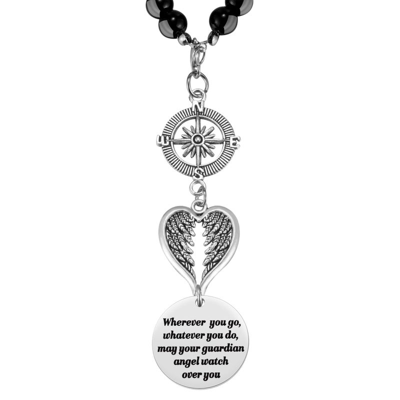 Ralukiia Guardian Angel Rearview Mirror Charm, Wherever You Go Whatever You Do May Your Guardian Angel Watch Over You, New Driver Gift, Car Decor, Hanging Angel Ornament for Car Mirror - Image 1