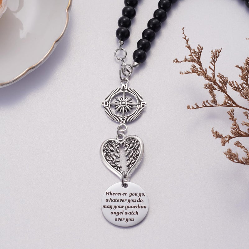 Ralukiia Guardian Angel Rearview Mirror Charm, Wherever You Go Whatever You Do May Your Guardian Angel Watch Over You, New Driver Gift, Car Decor, Hanging Angel Ornament for Car Mirror - Image 2