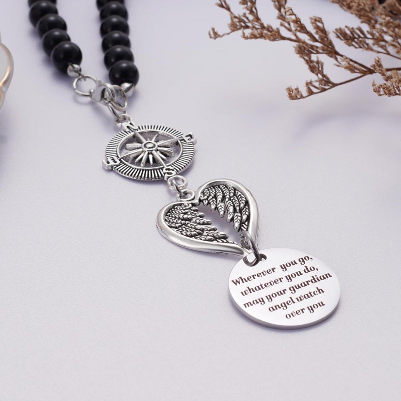 Ralukiia Guardian Angel Rearview Mirror Charm, Wherever You Go Whatever You Do May Your Guardian Angel Watch Over You, New Driver Gift, Car Decor, Hanging Angel Ornament for Car Mirror - Image 3