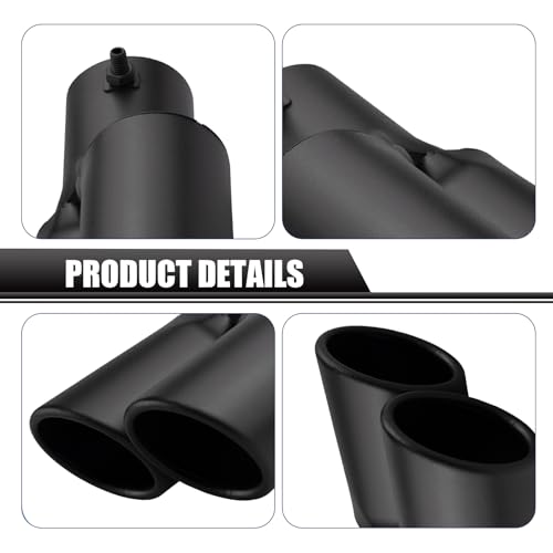 Hugwits Car Exhaust Tips, Stainless Steel Dual Outlet Straight Style Muffler Exhaust, 2.5" Dual Tail Pipe Muffler Tip, Universal for Most Cars (Matte Black) - Image 4