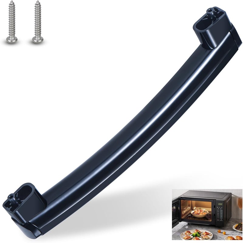TURNEGOO مقبض باب فرن الميكروويف الأسود المطور WB15X10275، متوافق فقط مع مقبض فرن الميكروويف من جنرال إلكتريك GE، قطعة بديلة لـ WB06X10939 PS8754172، يحتوي على 2 براغي - Image 1