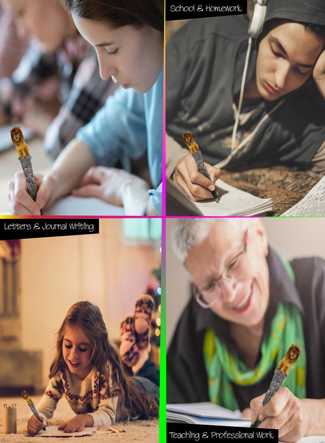 Planet Pens قلم كتابة بلانيت بينز على شكل أسد - حيوان بري، إكسسوارات مكتبية فريدة، أقلام مميزة للأطفال والكبار، هدية لعبة أسد للمدرسة والمكتب - Image 3