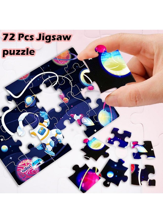 فنبلاست ألغاز الصور المقطوعة من فن بلاست للأطفال، ألغاز صور رواد الفضاء، ألعاب ألغاز تعليمية، ألغاز أرضية للأطفال، مجموعة من 3 قطع (72 قطعة) (متعددة الألوان، مقاس 30 × 22 سم) - Image 5