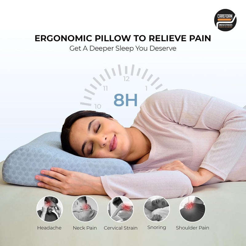 Green Scapper Pack of 2 Foam Pillow, Contour Cervical Orthopedic Memory Foam Pillows Supports Neck Pain and Shoulder Pain for Sleeping, Ergonomic Cervical Pillow Neck Support Pillow for Side Back (Multicolor) - Image 4