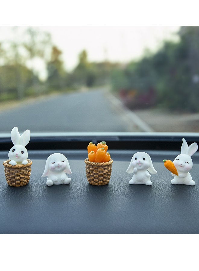 ZVEV 5 Piece Cute Rabbit Dashboard Ornaments Set – Add a Touch of Charm to Your Car Interior - Image 1