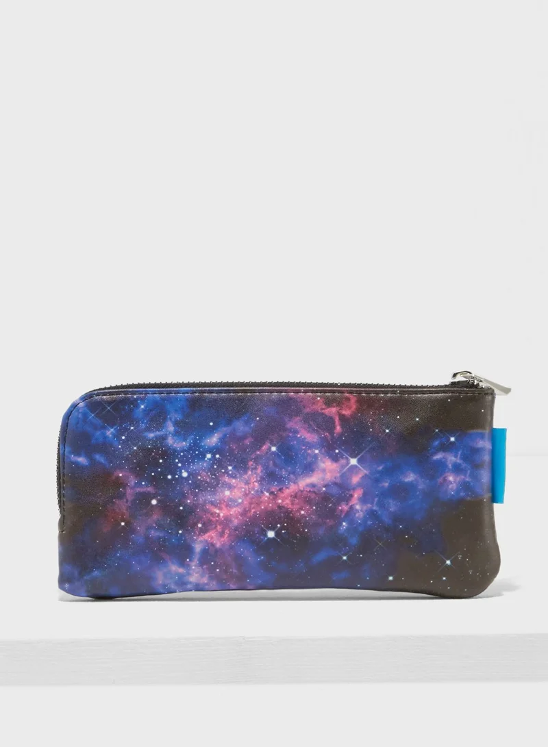 Mustard Space Printed Pencil Case