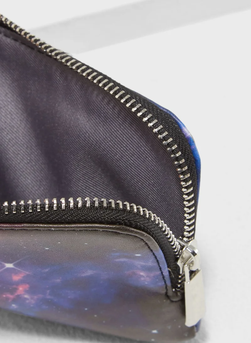 Mustard Space Printed Pencil Case