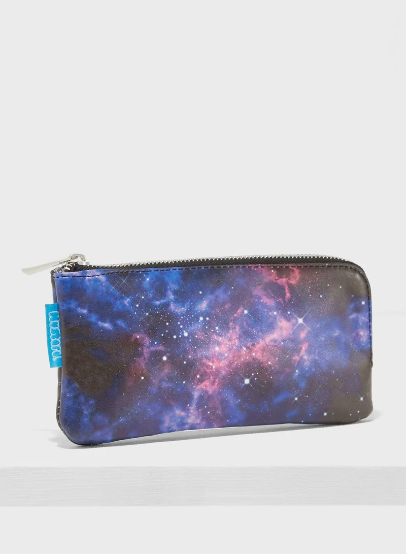 Mustard Space Printed Pencil Case