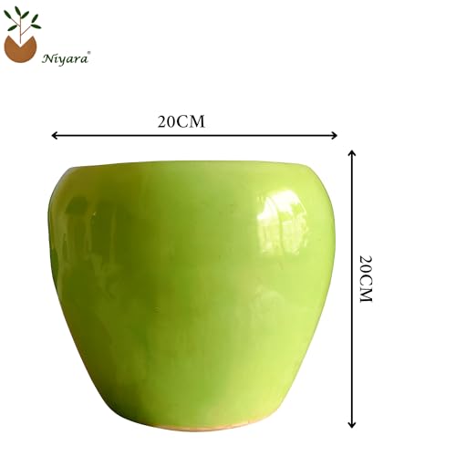 Niyara Stylish Ceramic Pots for Indoor Plants,Succulent,Outdoor,Balcony,Home,Garden,Office Size -Large 8 inches (Green) - Image 4