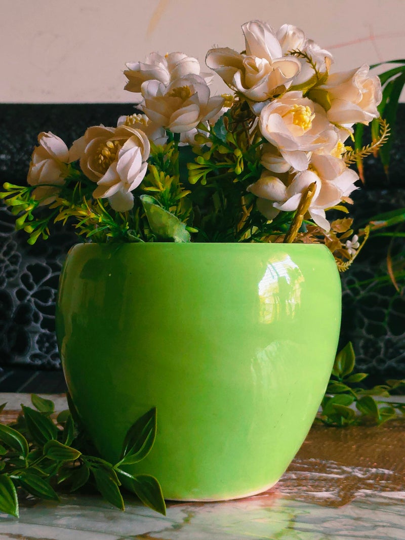 Niyara Stylish Ceramic Pots for Indoor Plants,Succulent,Outdoor,Balcony,Home,Garden,Office Size -Large 8 inches (Green) - Image 2