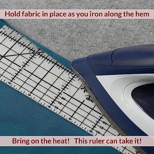 Madam Sew Hot Hem Ruler for Sewing and Quilting – Non-Slip Ironing Hot Ruler and Pleats with Dry or Steam Iron on Quilt Blocks and Clothes - 18” x 2.5” Hem Gauge - Image 4