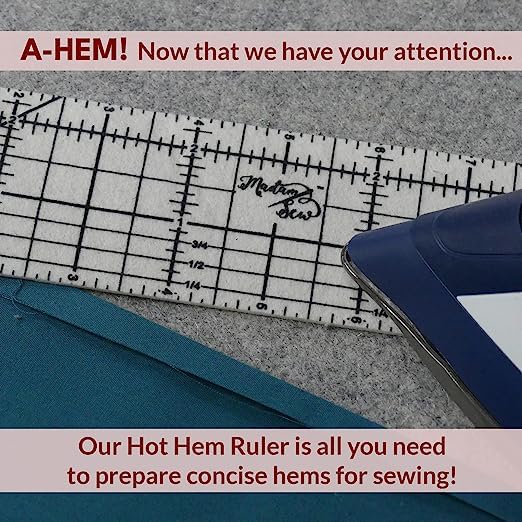 Madam Sew Hot Hem Ruler for Sewing and Quilting – Non-Slip Ironing Hot Ruler and Pleats with Dry or Steam Iron on Quilt Blocks and Clothes - 18” x 2.5” Hem Gauge - Image 2