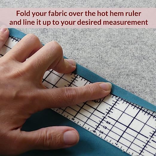 Madam Sew Hot Hem Ruler for Sewing and Quilting – Non-Slip Ironing Hot Ruler and Pleats with Dry or Steam Iron on Quilt Blocks and Clothes - 18” x 2.5” Hem Gauge - Image 3