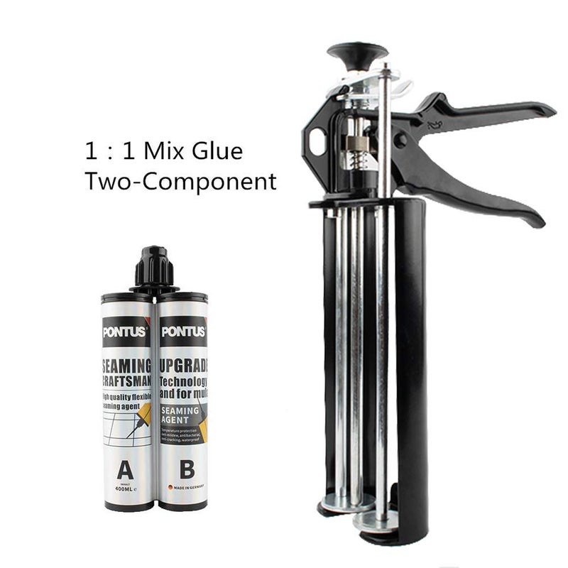 CJGQ Epoxy Gun for 400 mL/13.5 fl oz (1:1 Mix Ratio) Dual Component Applicator, Panel Bond Gun Manual(Obsidian Black) - Image 2