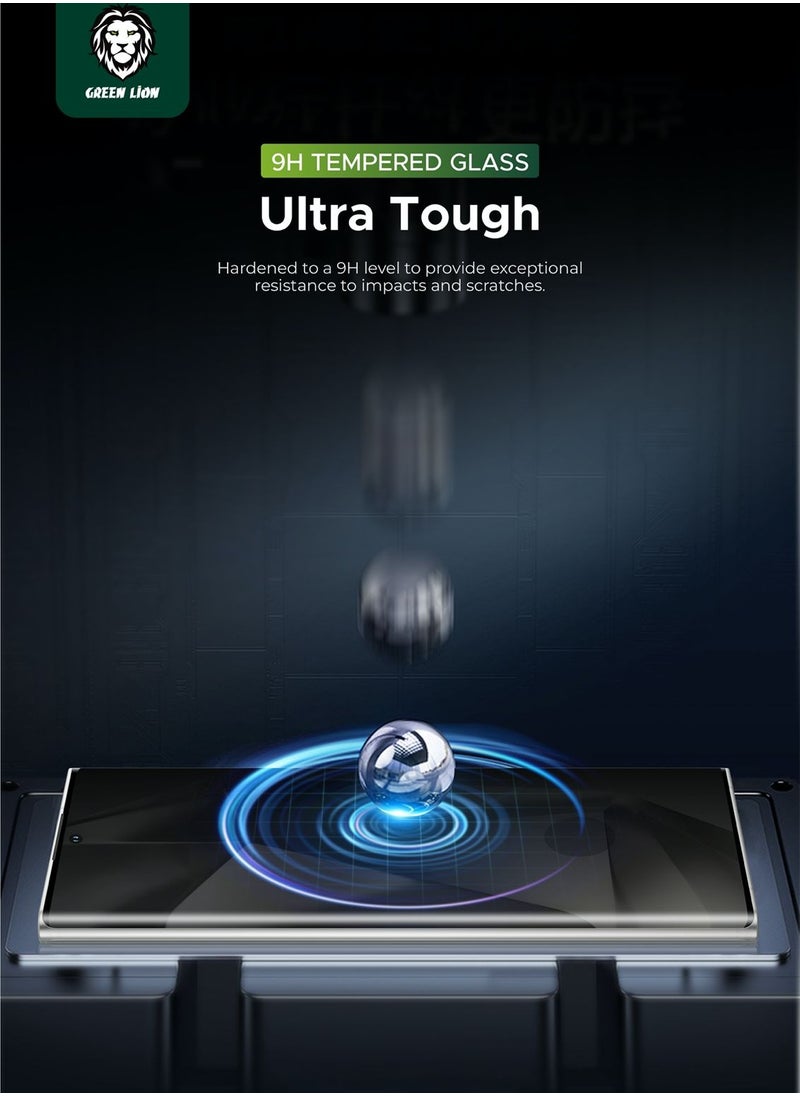 GREEN LION - Samsung Galaxy S23 Ultra Screen Protector / 3D Edge Glue Full Round Privacy Glass / Fingerprint Unlock / Bubble Free / Blocked Side Views / Anti Fingerprint / Scratch Resistance / Highly Responsive - Black - Image 1