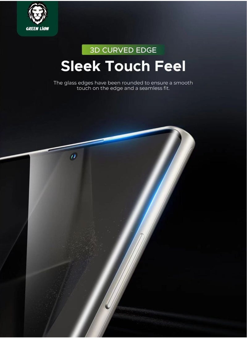 GREEN LION - Samsung Galaxy S23 Ultra Screen Protector / 3D Edge Glue Full Round Privacy Glass / Fingerprint Unlock / Bubble Free / Blocked Side Views / Anti Fingerprint / Scratch Resistance / Highly Responsive - Black - Image 1