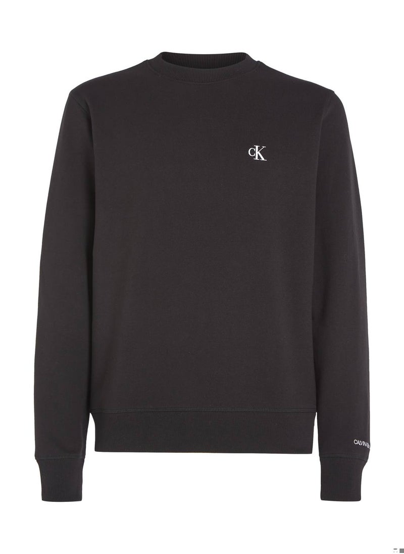 Calvin Klein Jeans - Men's Fleece Sweatshirt - Cotton Blend, Black - Image 1