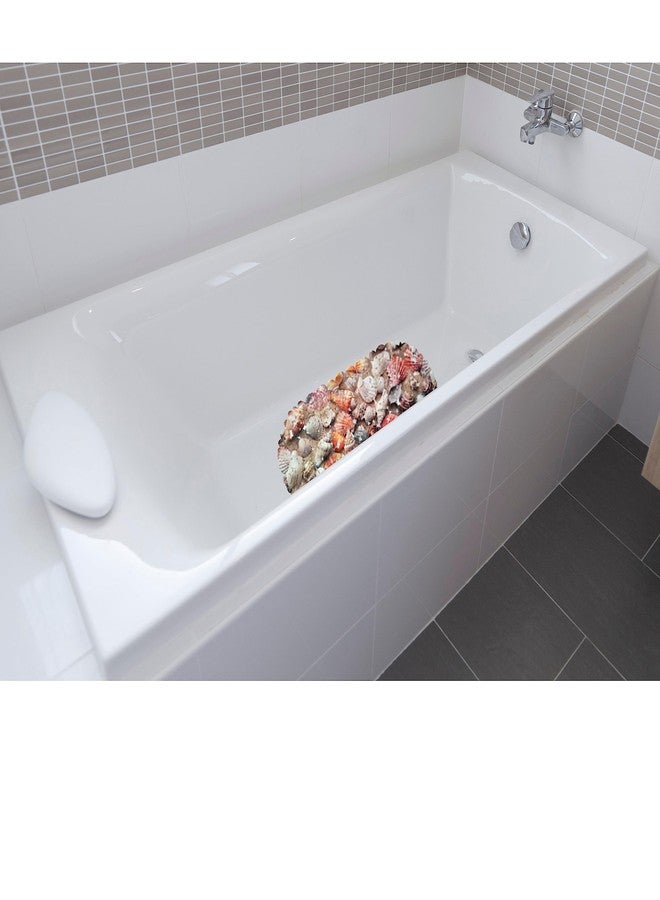 بانبيري ديزاينز سجادة حمام بتصميم صدفة بحرية، مناسبة لكابينة الاستحمام وحوض الاستحمام - ظهر مانع للانزلاق مع أكواب شفط - تصميم مستوحى من شاطئ البحر - 26 بوصة طول × 14.5 بوصة عرض - Image 5